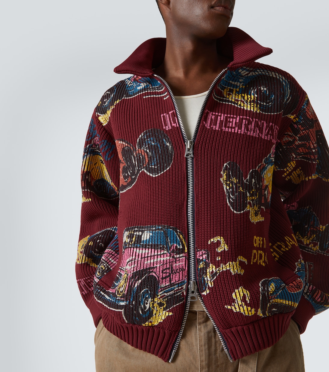 Cardigan Car Race in maglia a coste | Sacai