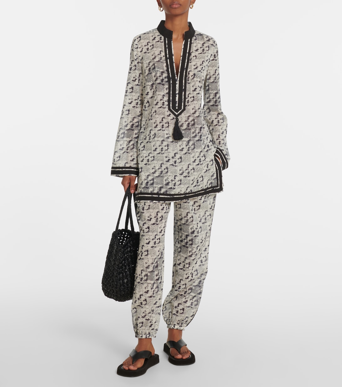 Pantaloni in seta e cotone con stampa | Tory Burch