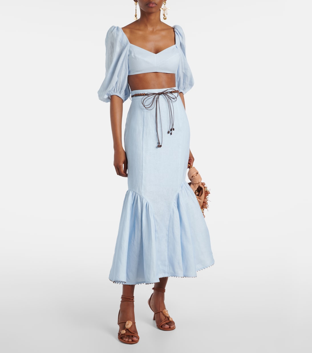 Jupe midi Rhiannon en lin | Zimmermann