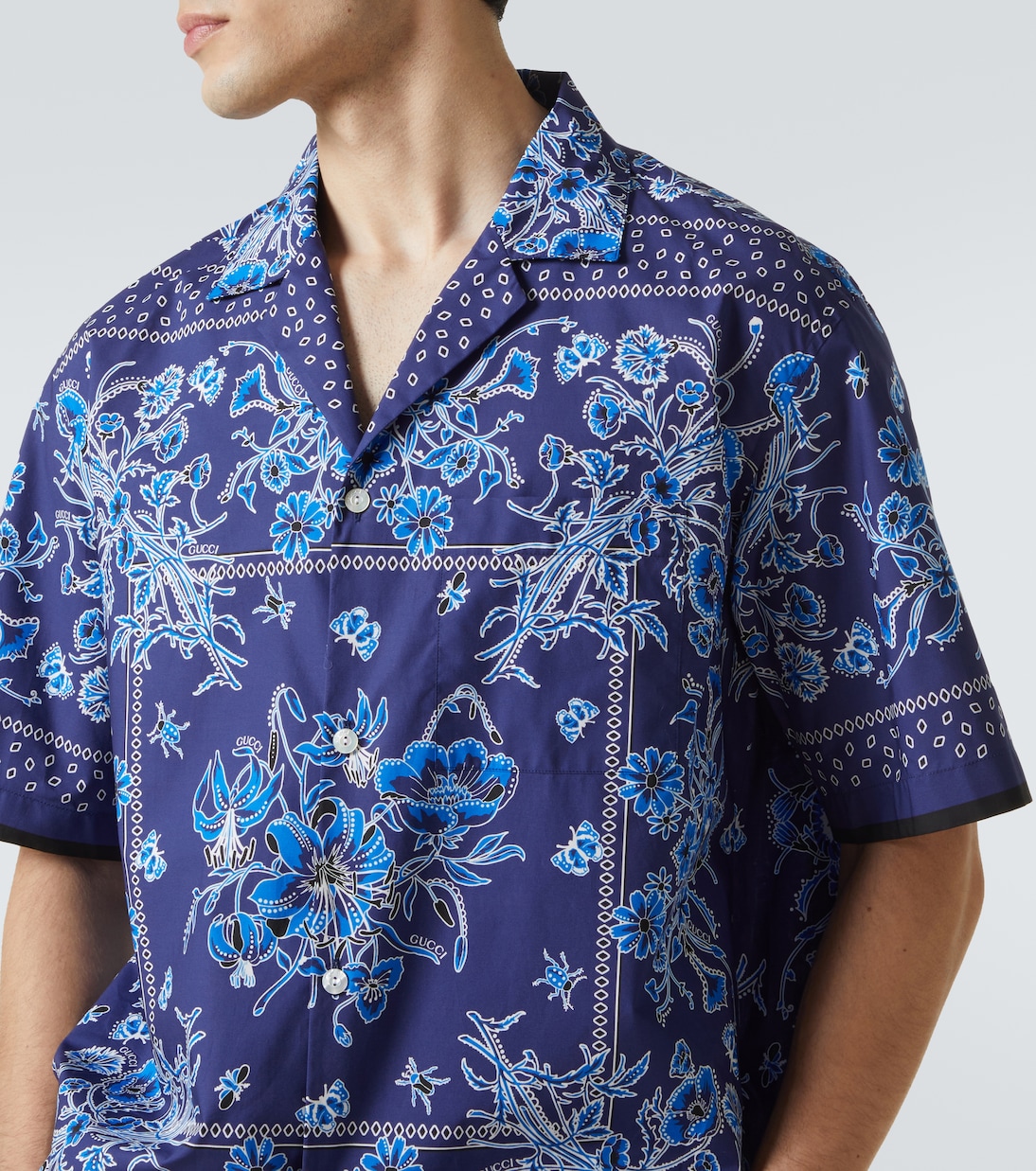 Camicia bowling in cotone con stampa | Gucci