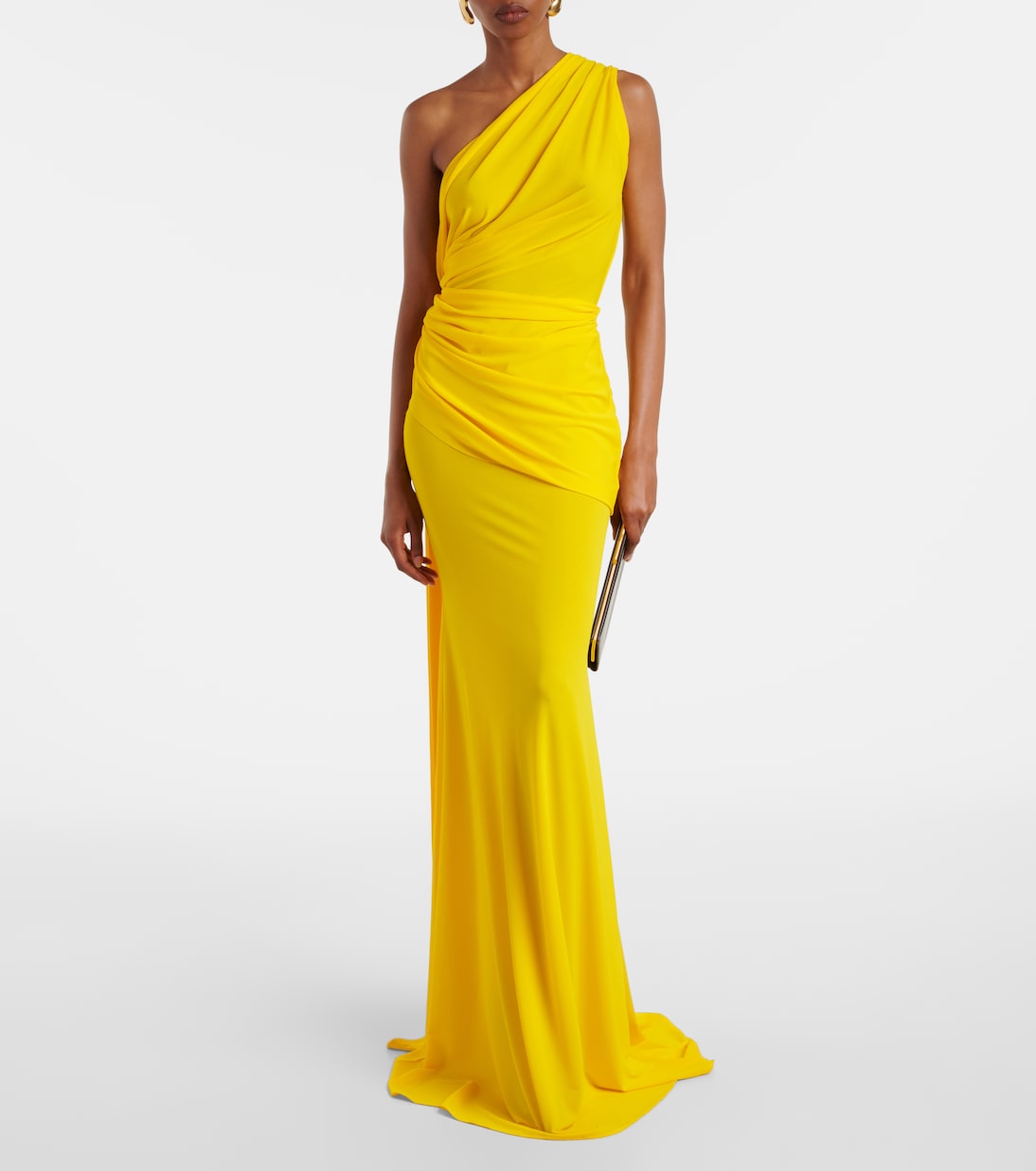 Draped one-shoulder crêpe jersey gown | Alex Perry