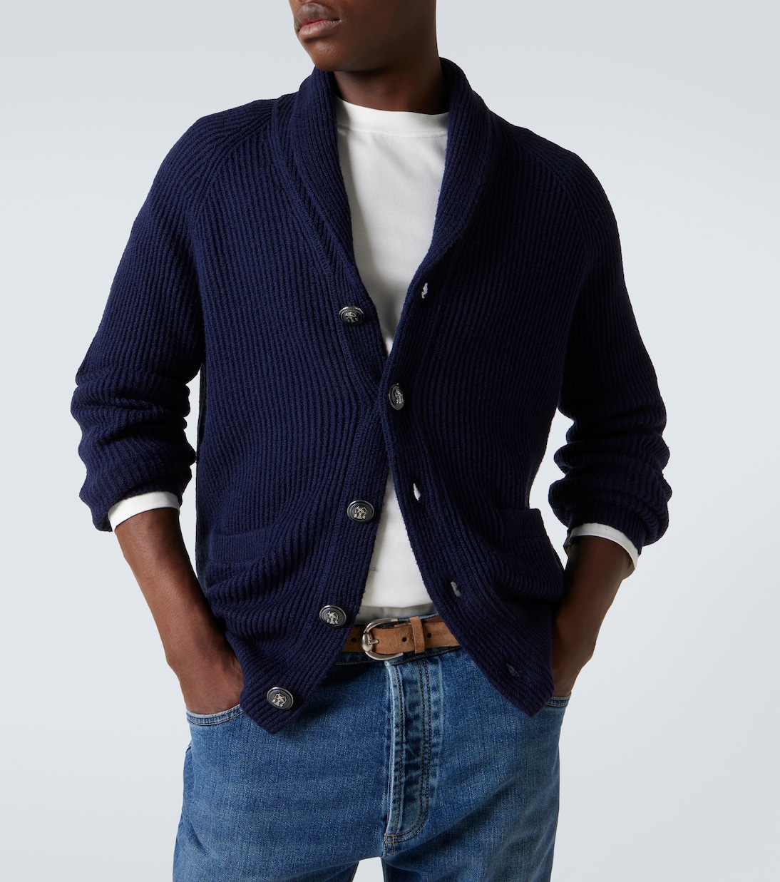 Ribbed-knit cotton cardigan | Brunello Cucinelli