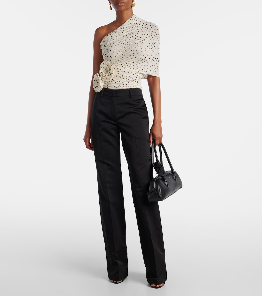 Draped floral-appliqué polka-dot top | Magda Butrym