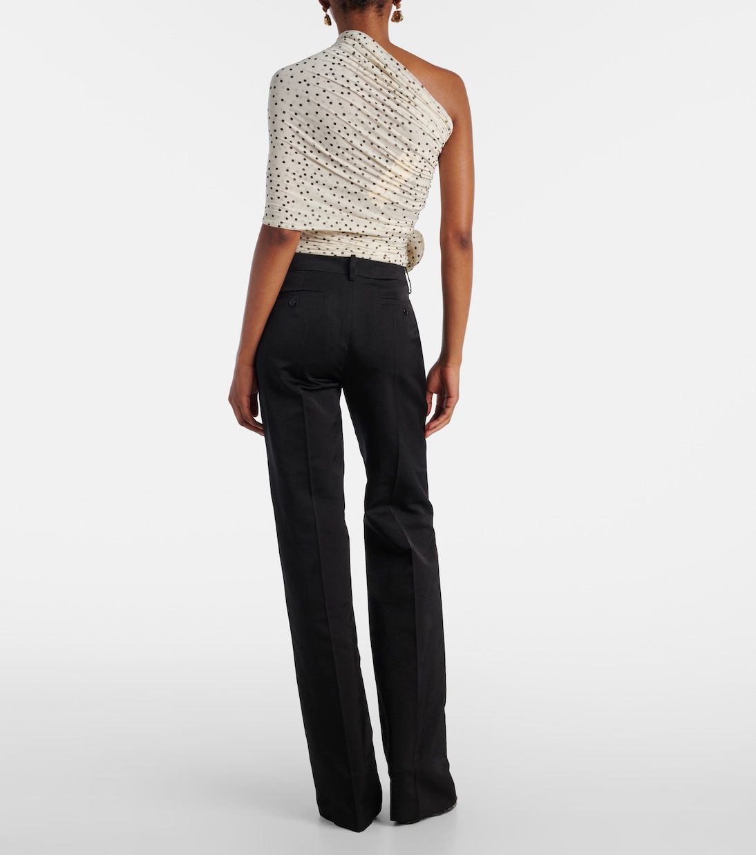 Draped floral-appliqué polka-dot top | Magda Butrym