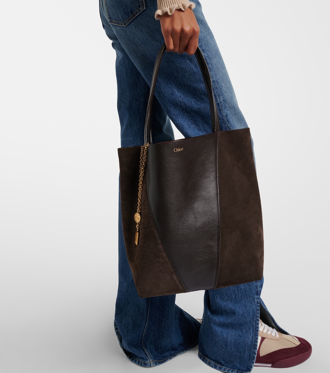 Chloé Spin leather and suede tote bag | Chloé
