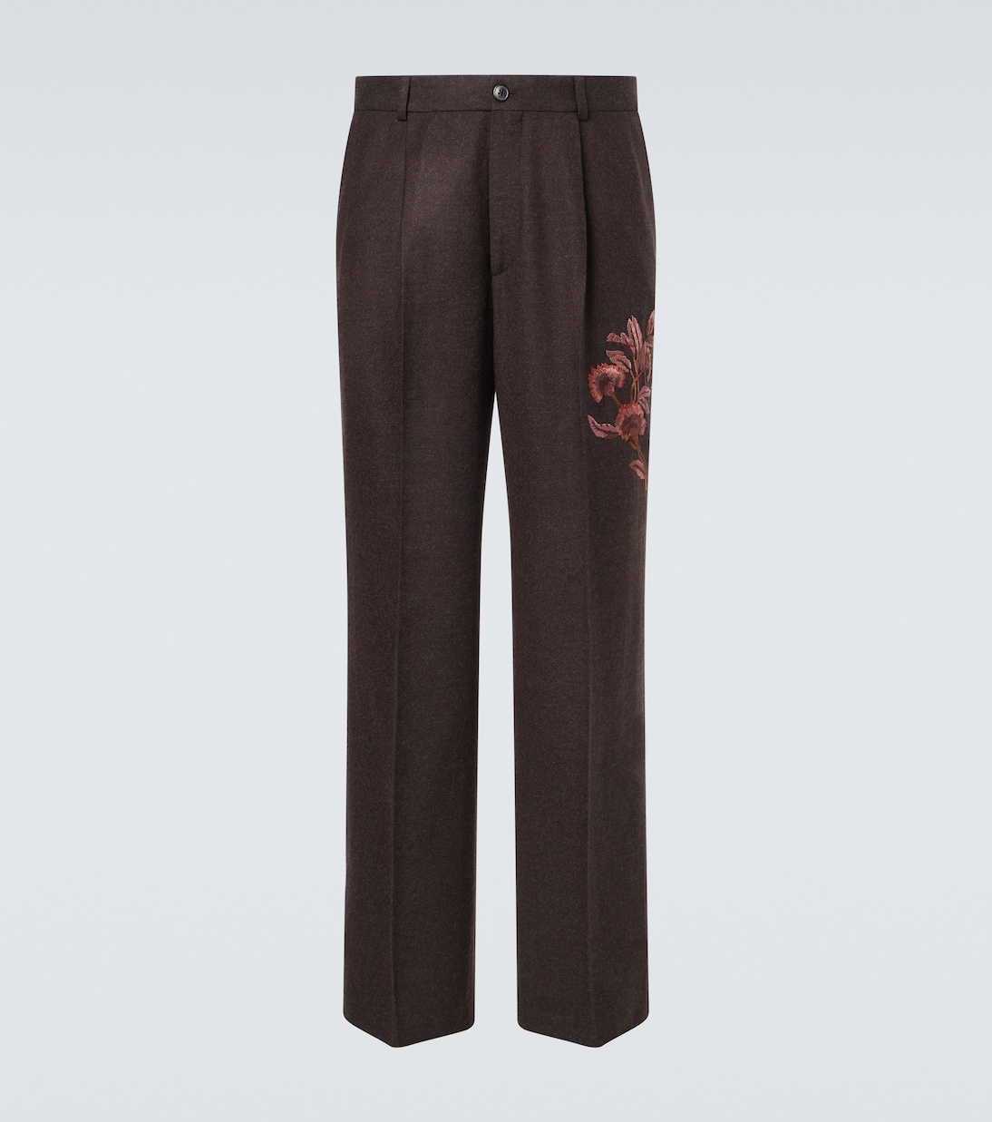 Embroidered wool wide-leg pants | Dries Van Noten