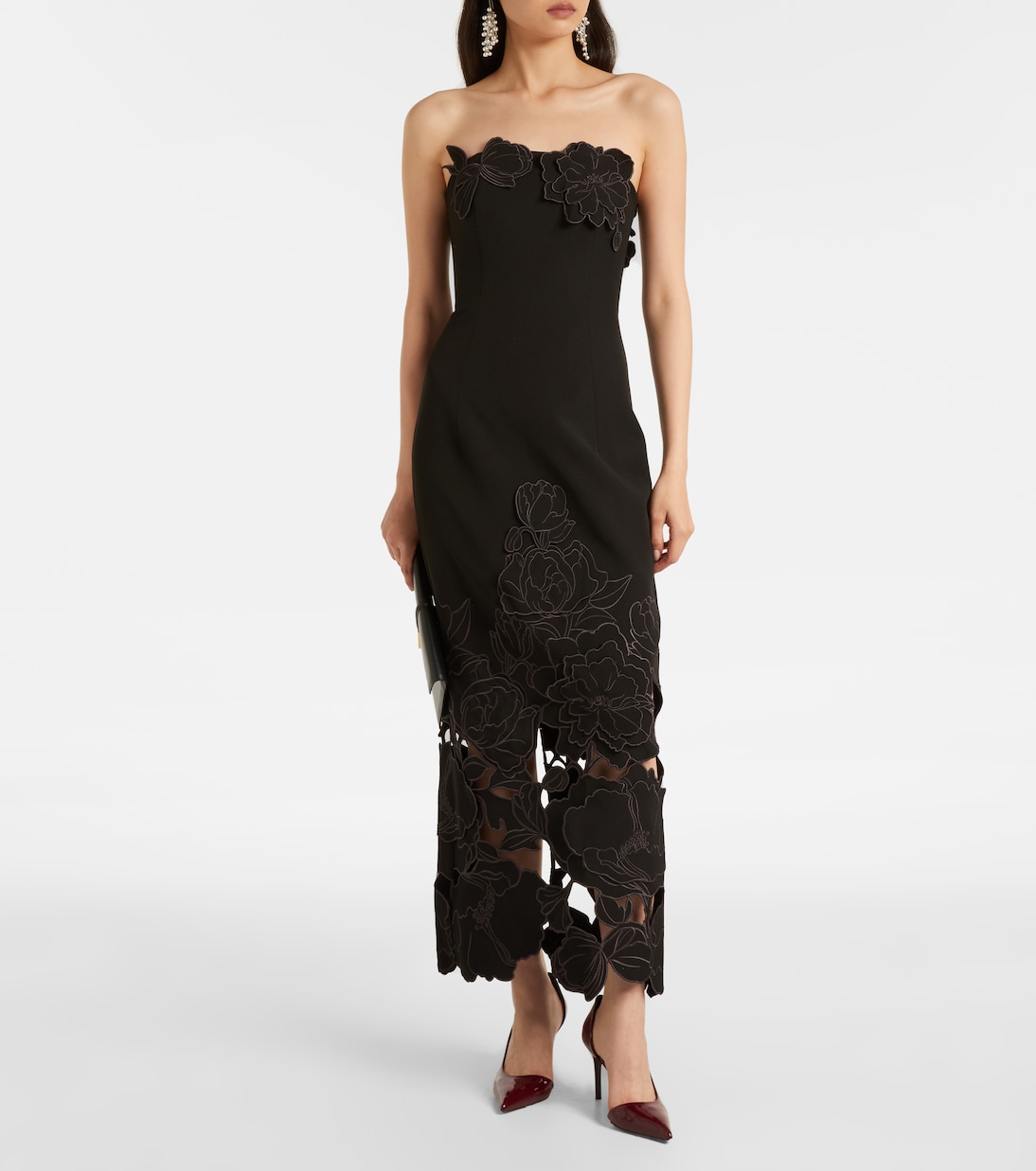 Rayna floral-appliqué midi dress | Leo Lin