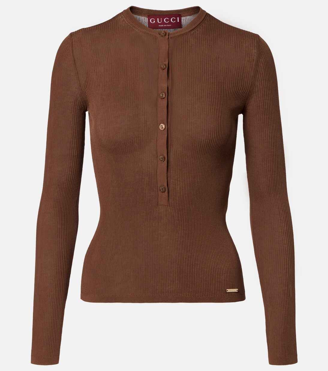 Ribbed-knit cotton Henley shirt | Gucci