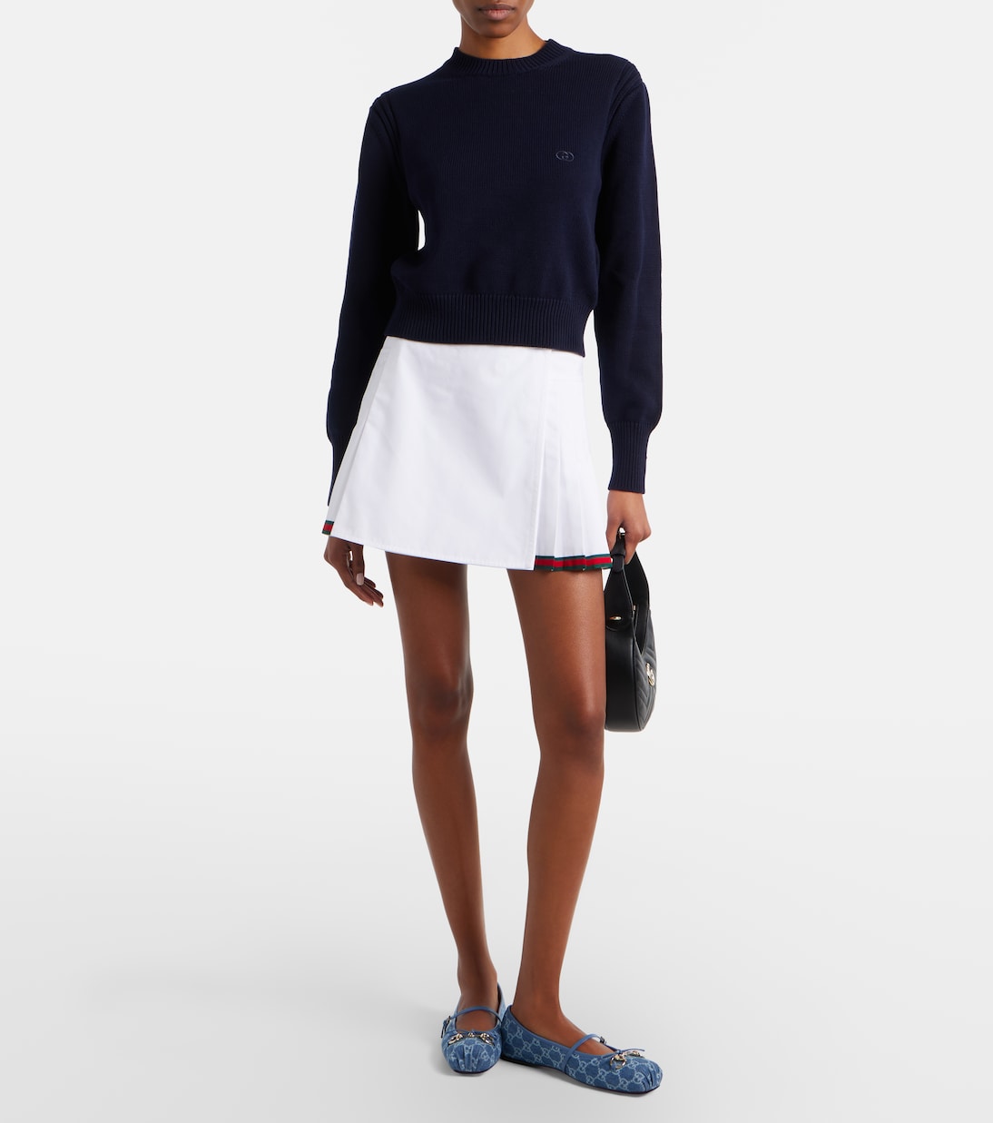 Web Stripe cotton poplin miniskirt | Gucci