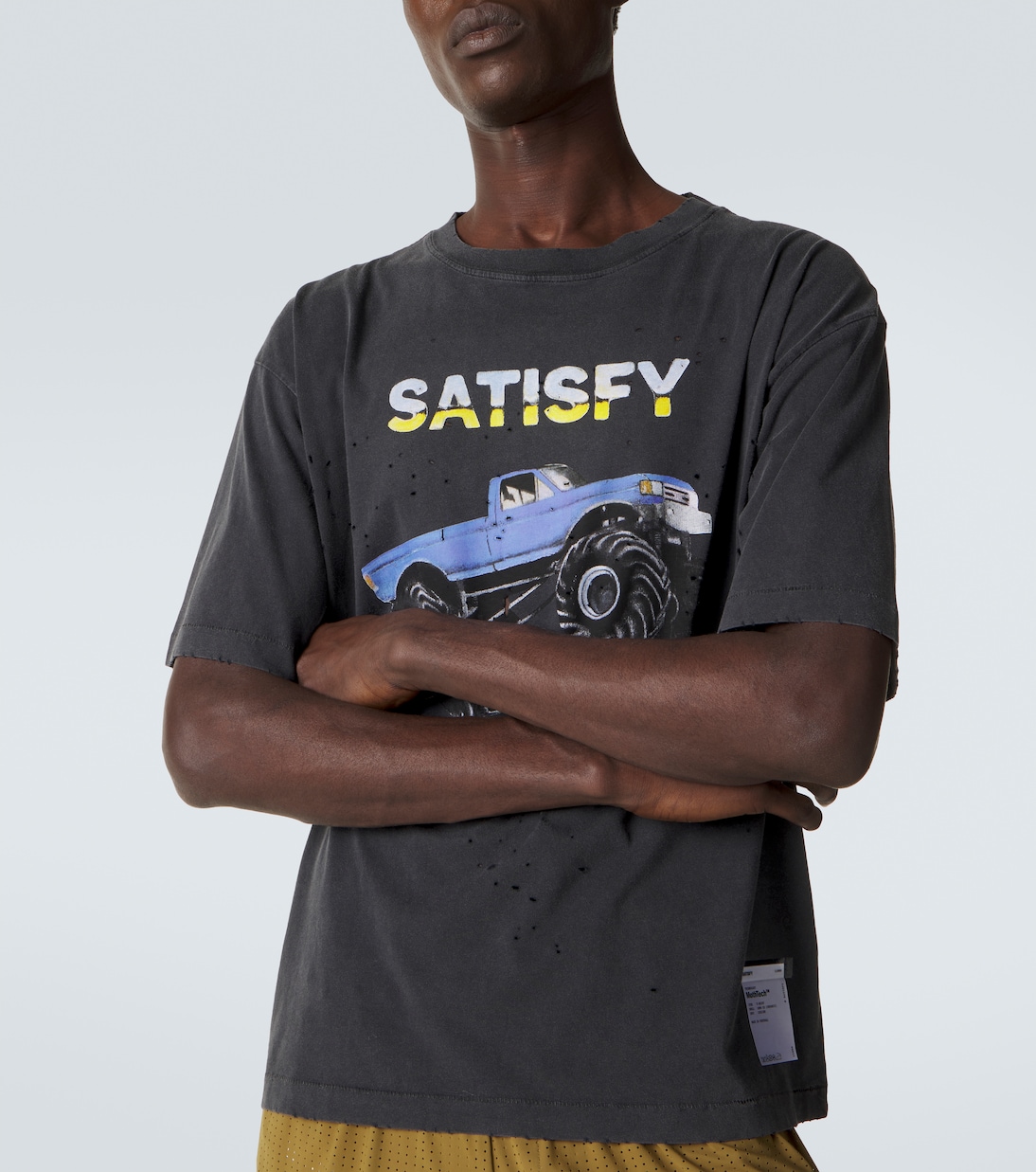 MothTech distressed cotton jersey T-shirt | Satisfy
