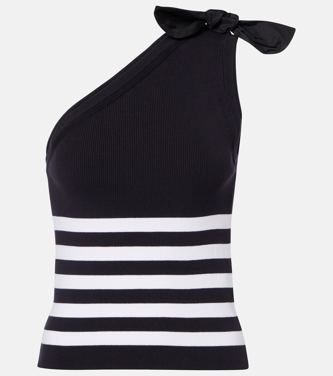 Striped one-shoulder cotton-blend top | Patou