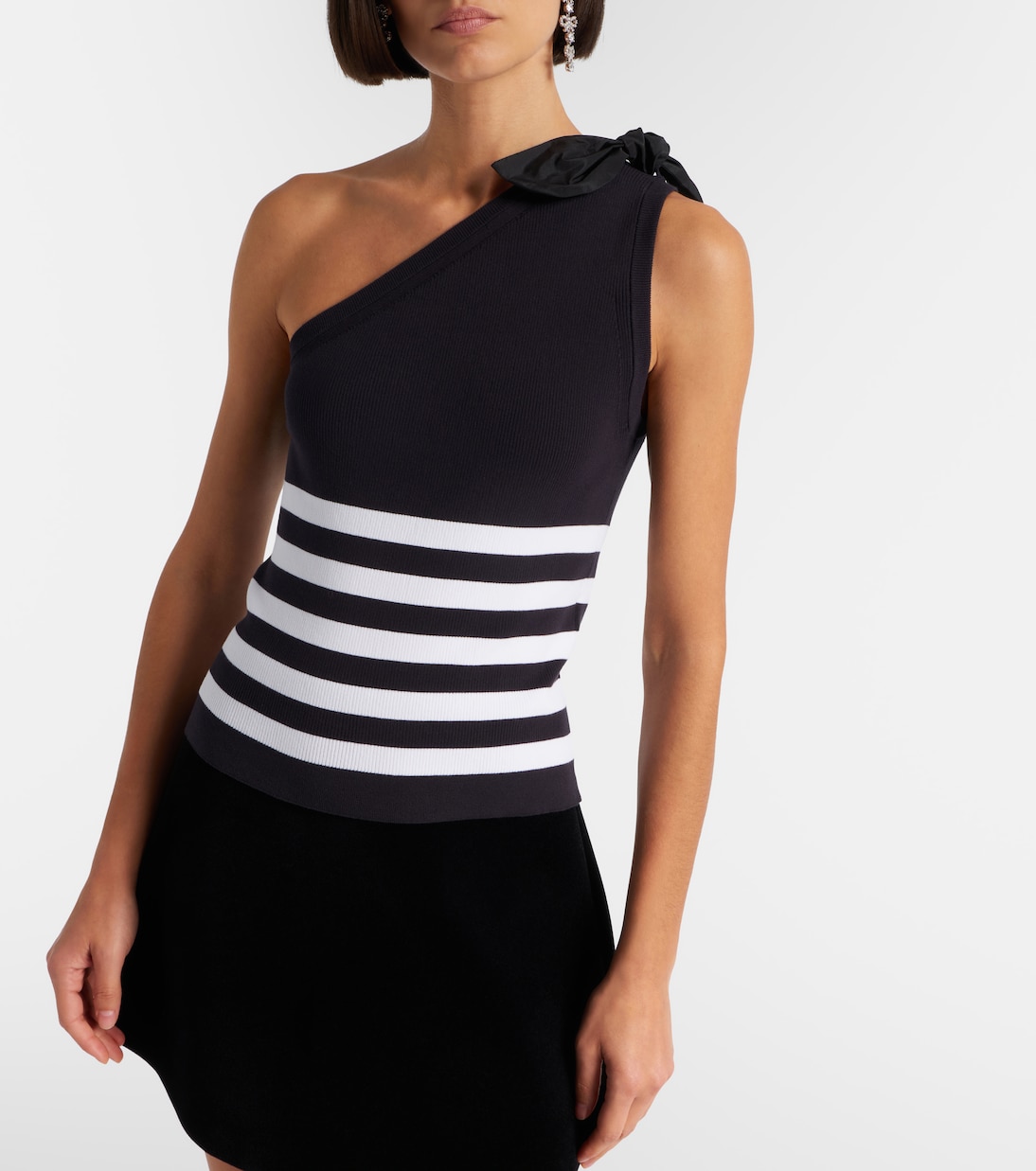 Striped one-shoulder cotton-blend top | Patou