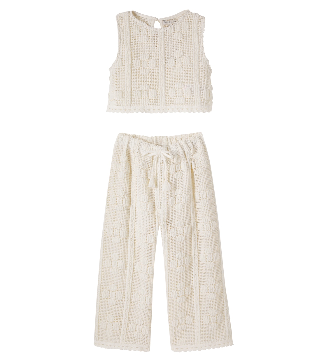 Inez crochet cotton-blend top and pants set | Bebe Organic