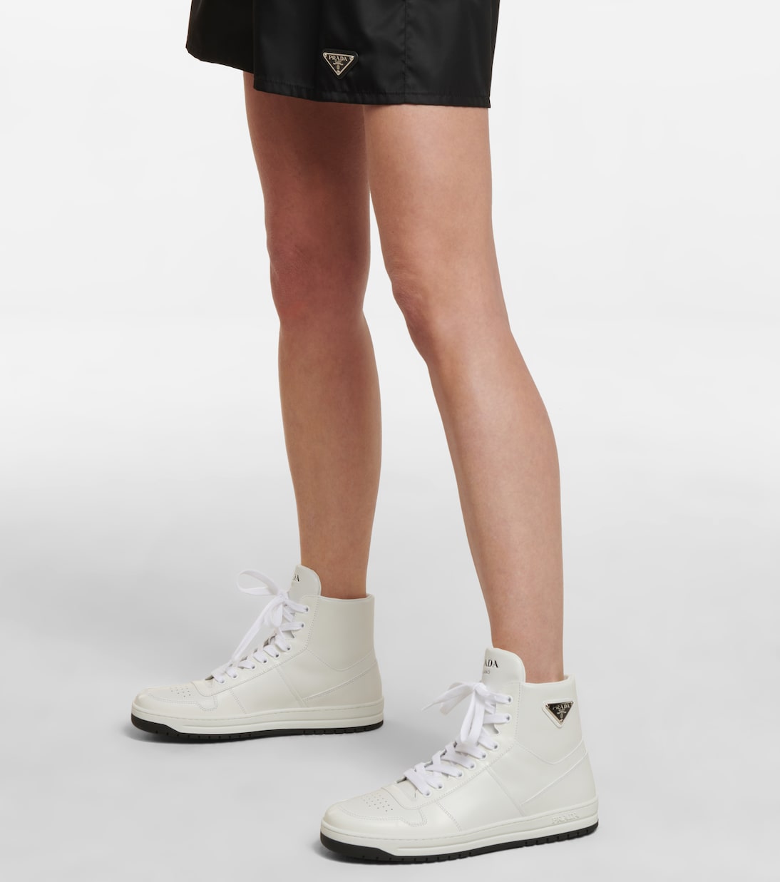 Leather high-top sneakers | Prada