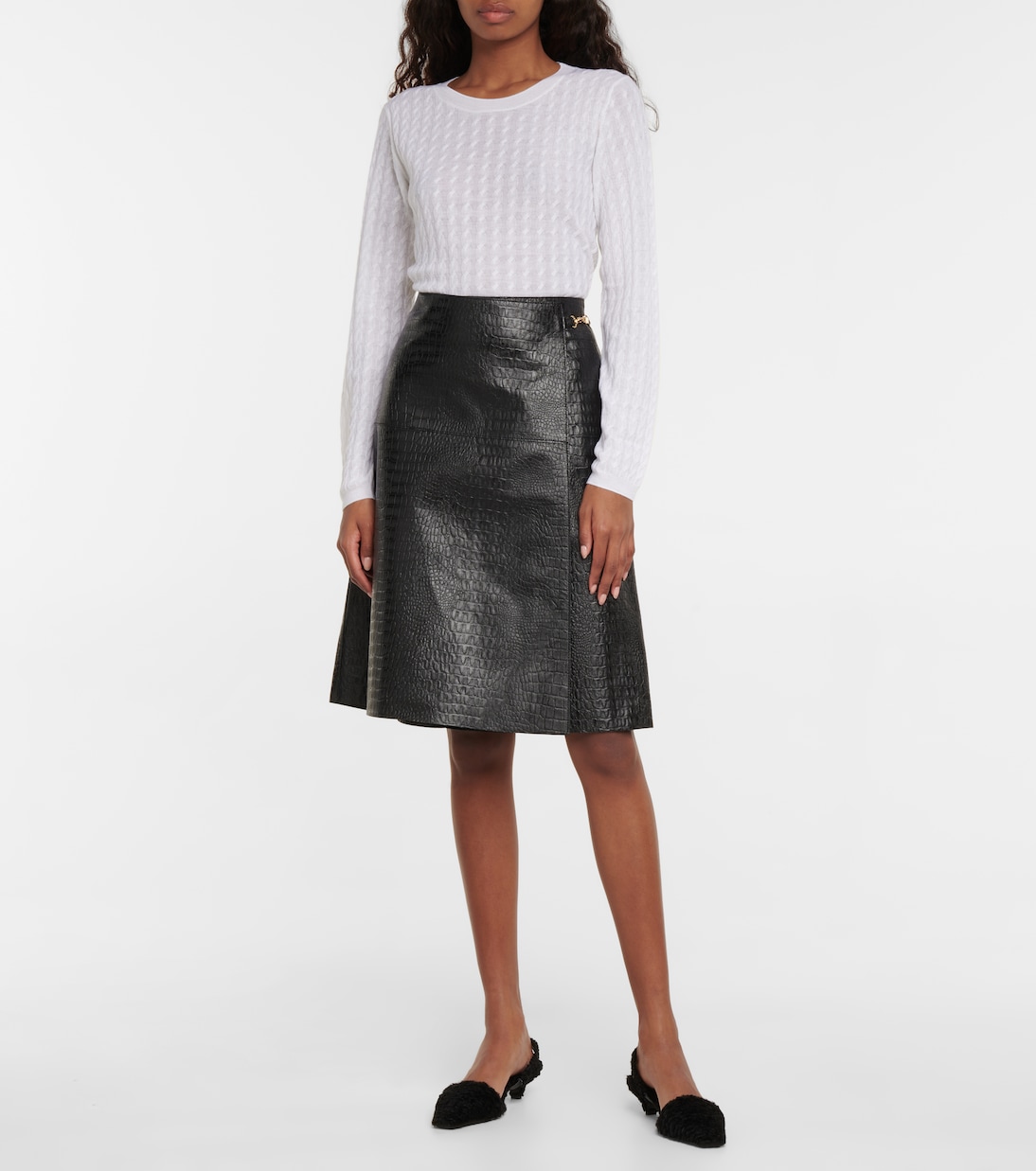Falda midi de piel efecto cocodrilo | Toteme
