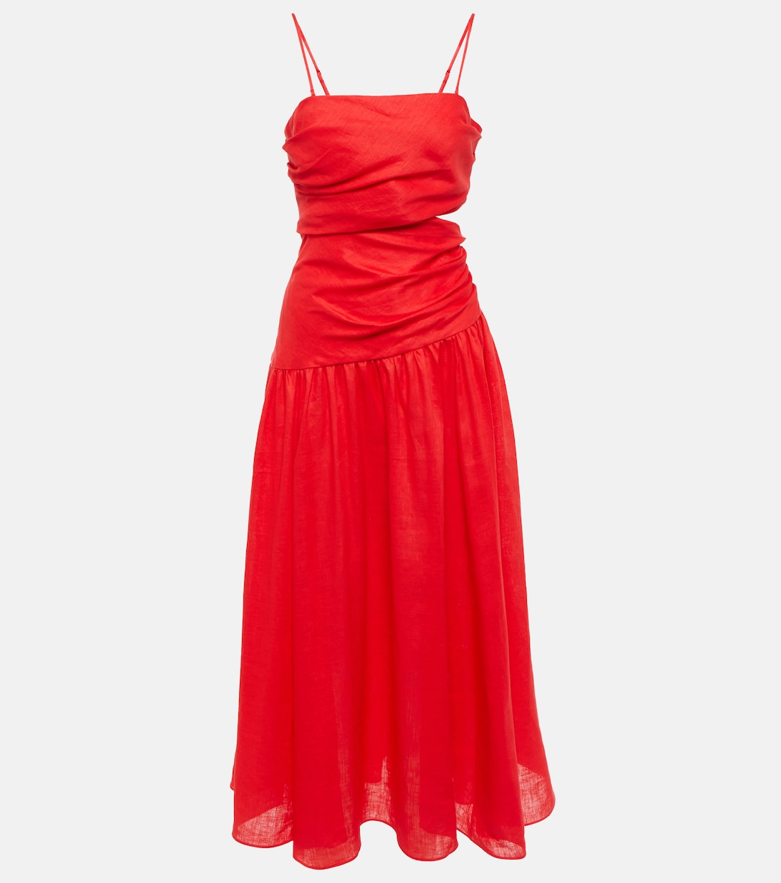 Lyre strapless linen midi dress | Zimmermann