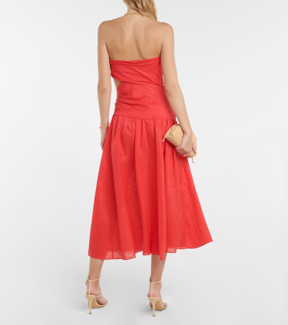 Lyre strapless linen midi dress | Zimmermann