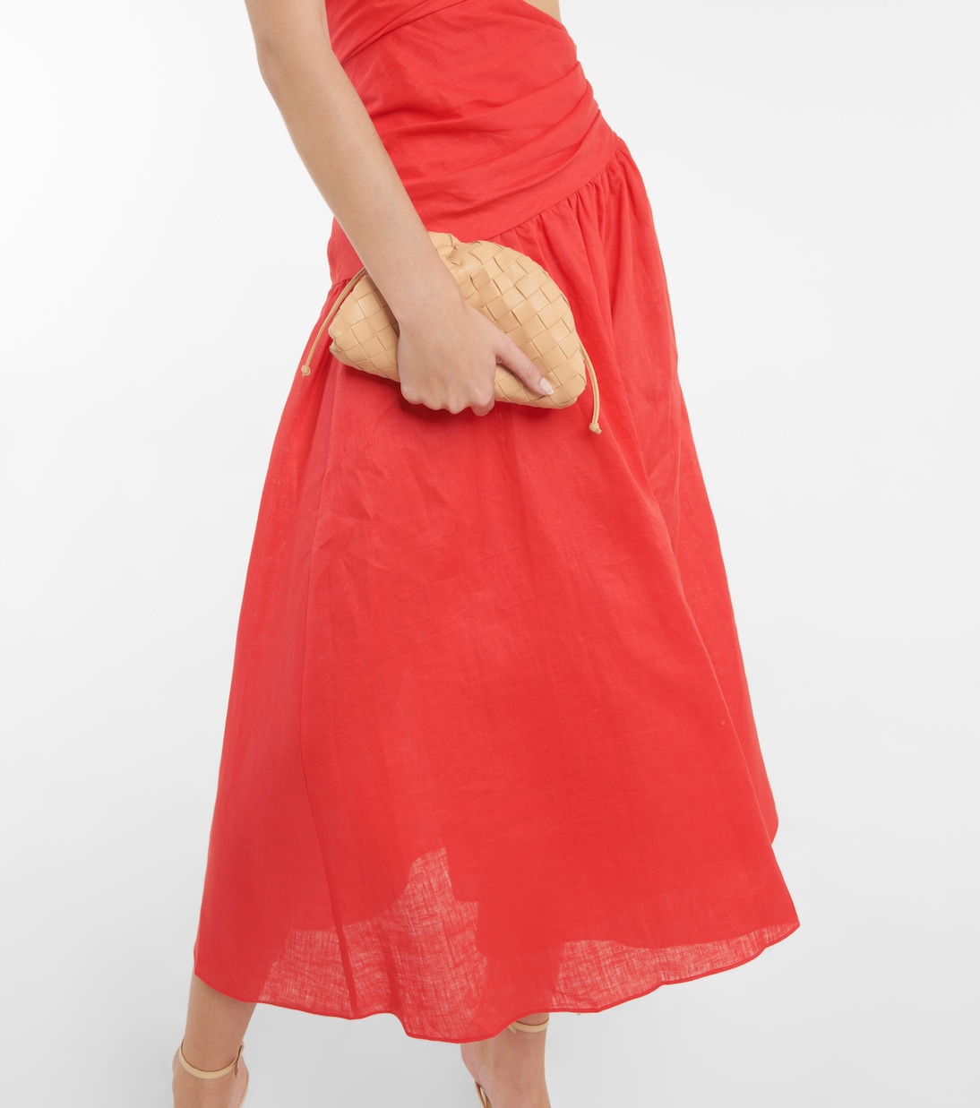 Lyre strapless linen midi dress | Zimmermann