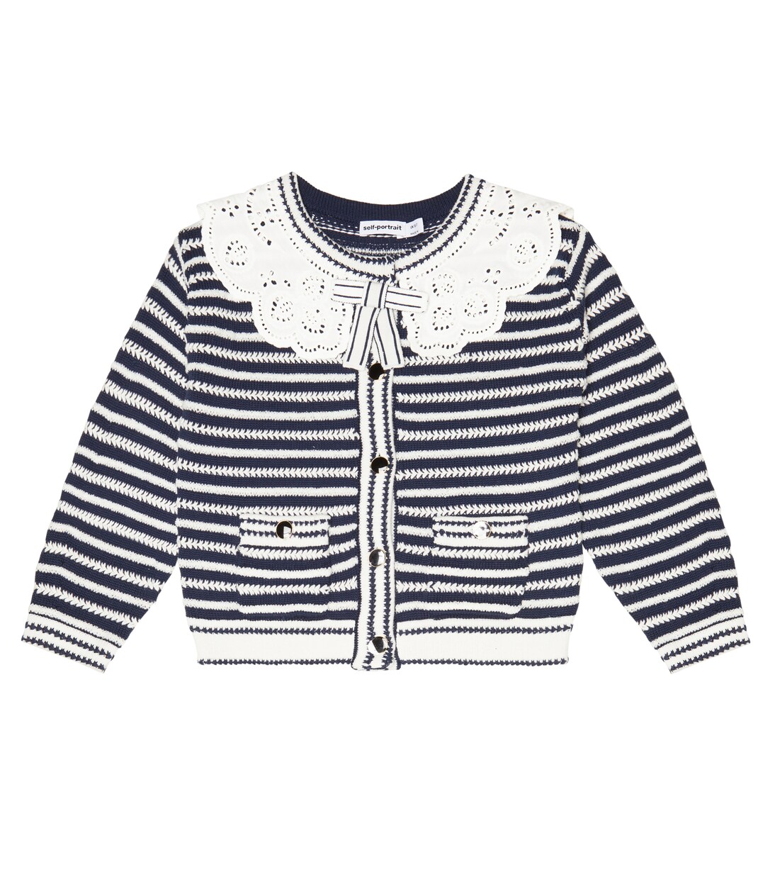 Cardigan en coton mélangé à broderies anglaises | Self-Portrait Kids