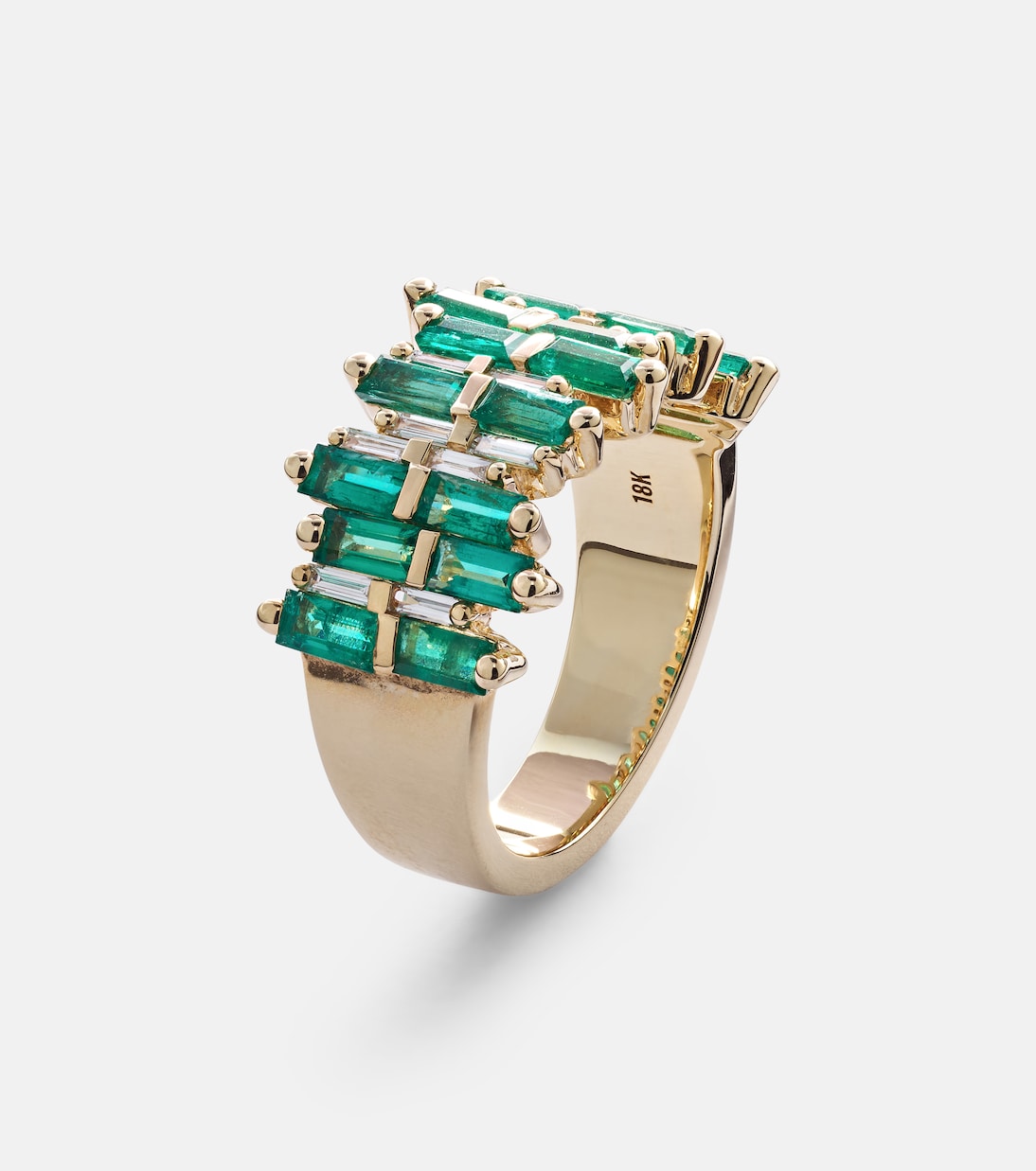 Bague en or 18 ct, diamants et émeraudes | Suzanne Kalan