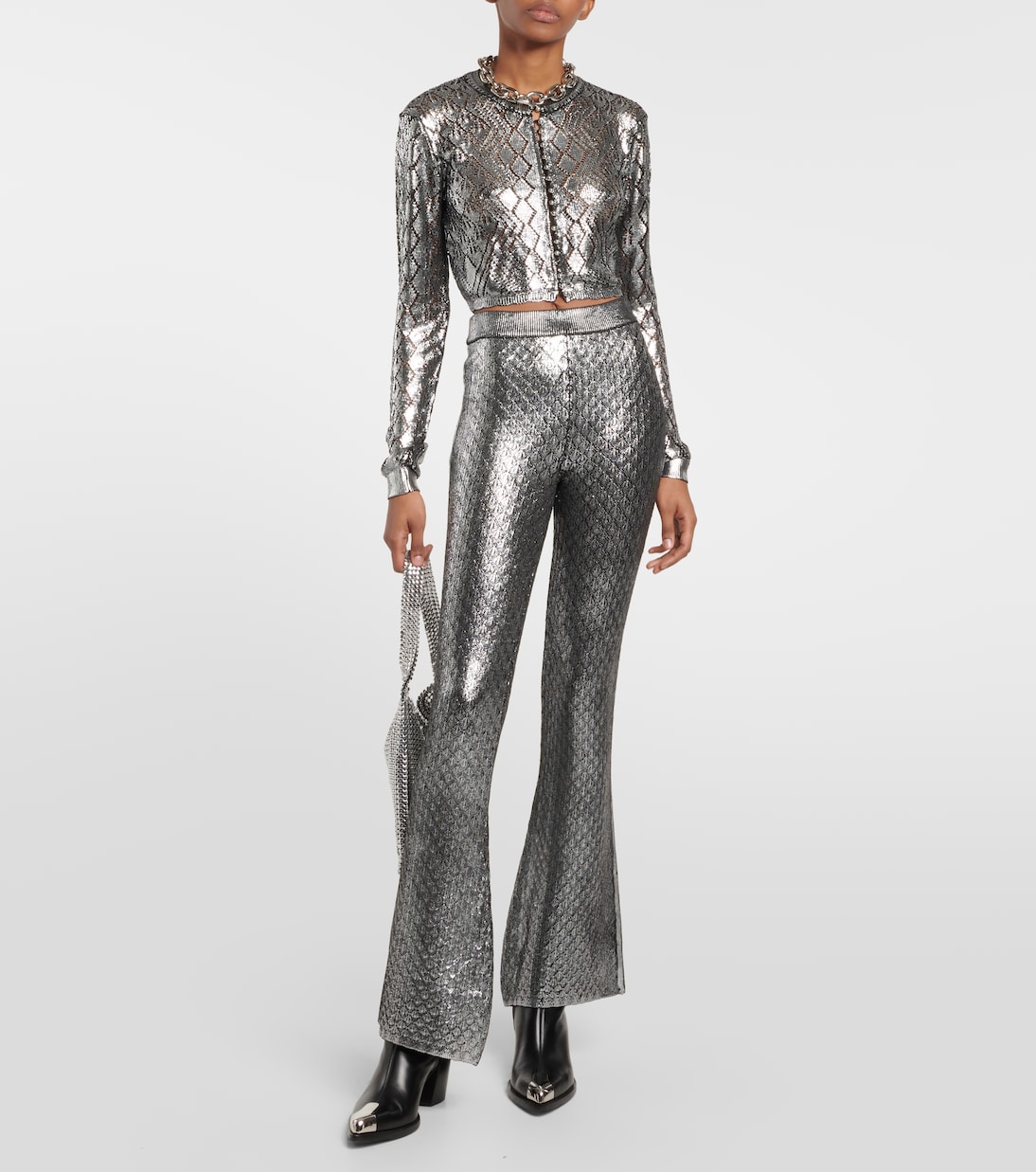 Metallic high-rise flared pants | Rabanne