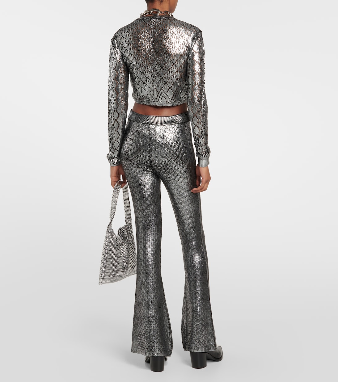 Metallic high-rise flared pants | Rabanne