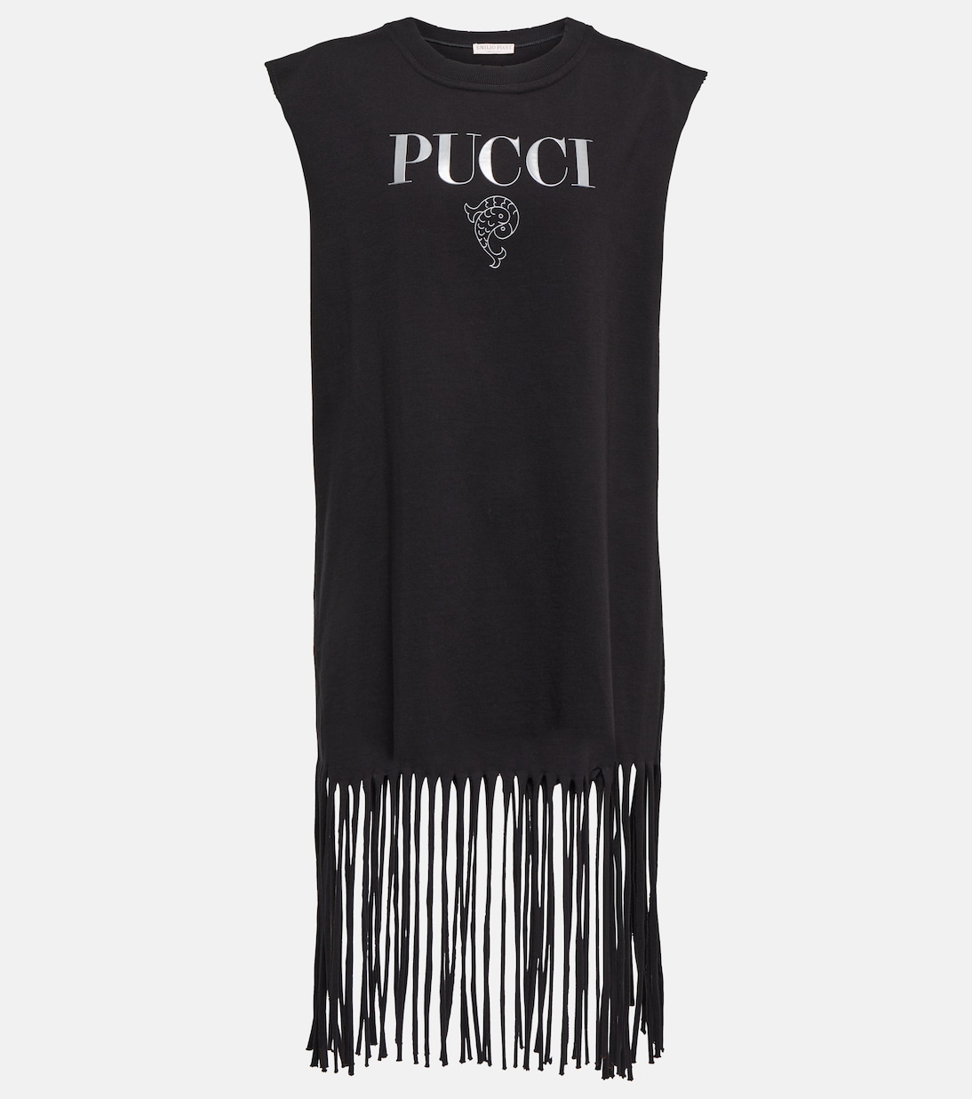 Logo fringed cotton jersey minidress | Pucci