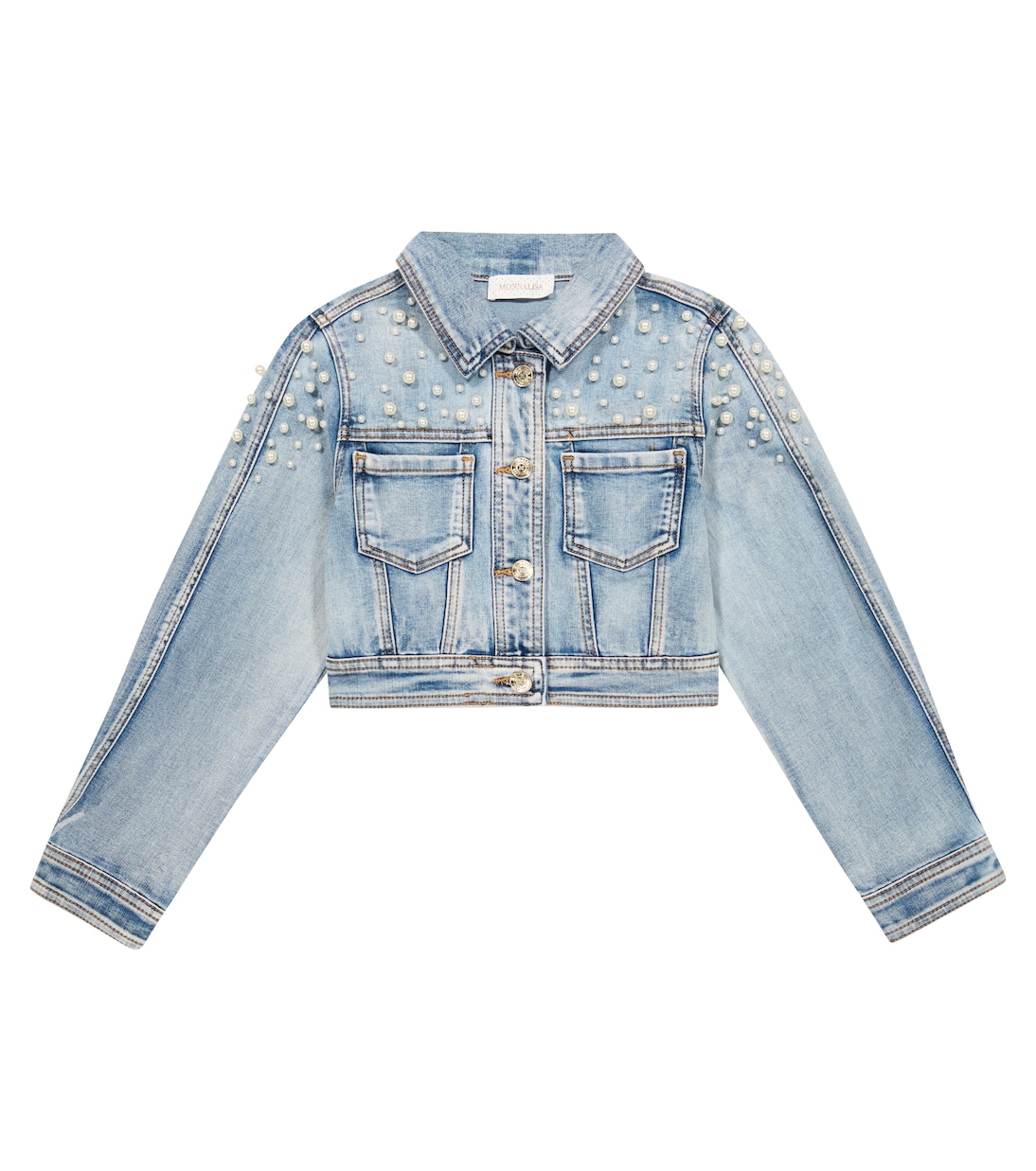 Verzierte Cropped-Jeansjacke | Monnalisa