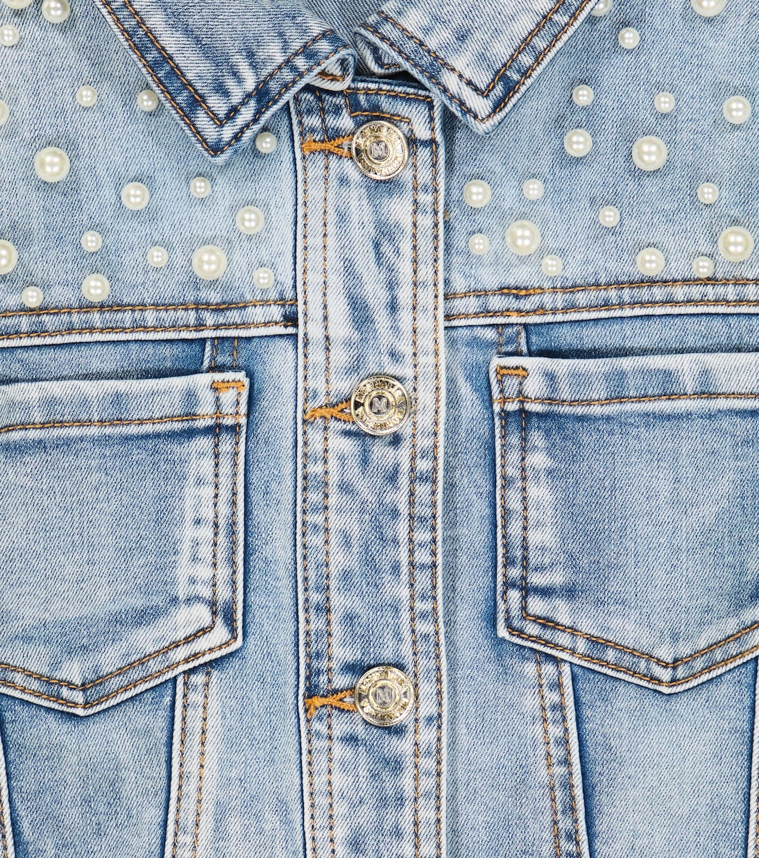 Verzierte Cropped-Jeansjacke | Monnalisa