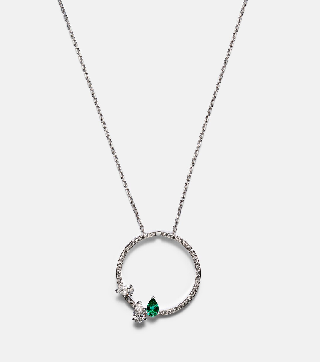 Collana in oro bianco con smeraldo e diamanti | Repossi