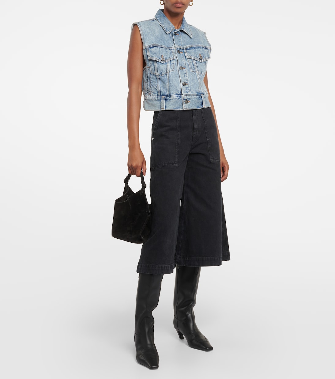 Chaleco Lizzo en denim cropped | Khaite