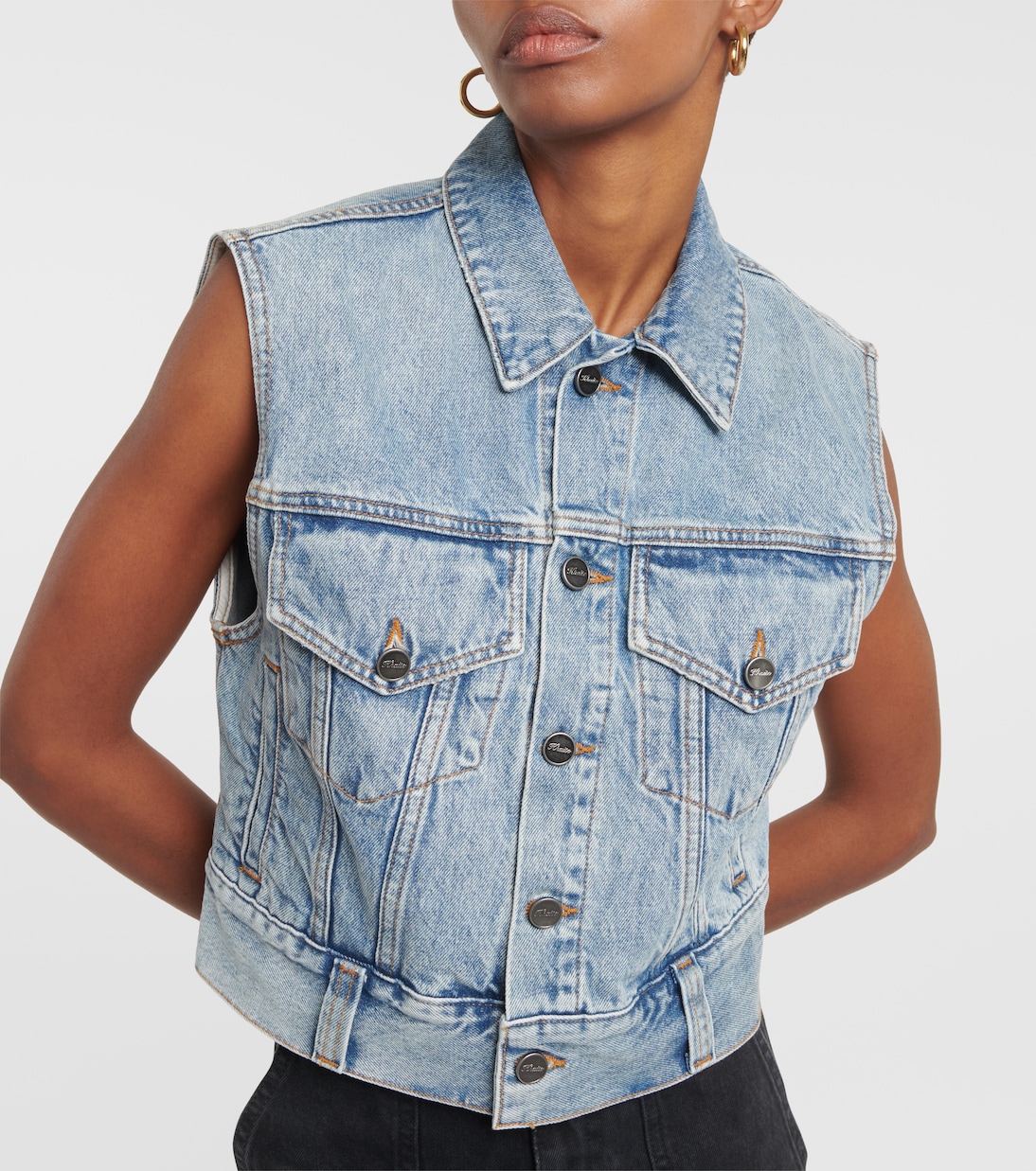 Chaleco Lizzo en denim cropped | Khaite