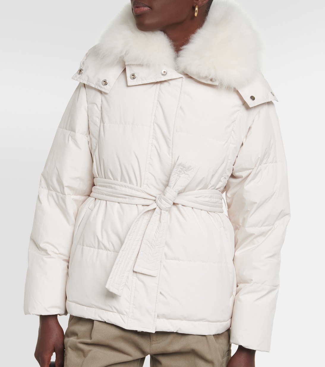Piumino con shearling e cintura | Yves Salomon