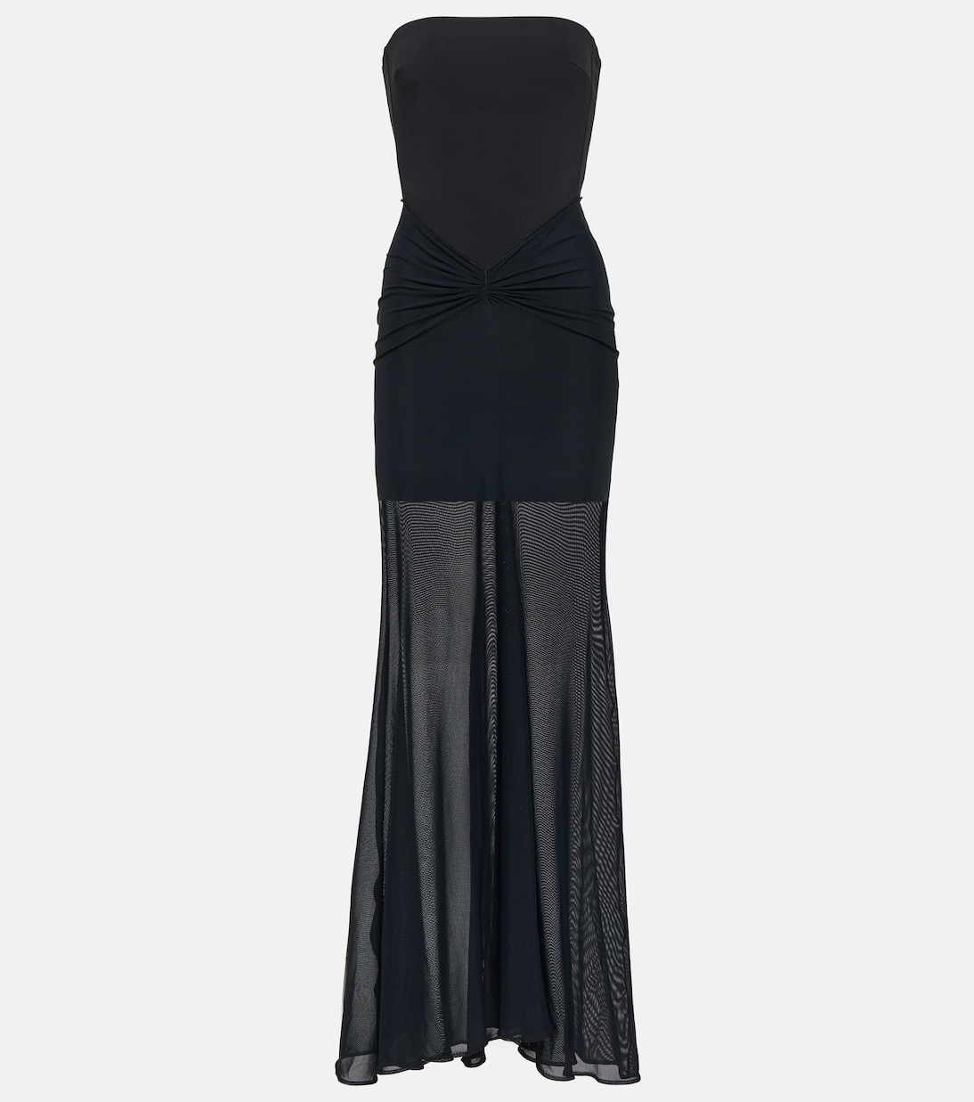 Tulle-trimmed ruched bustier gown  | David Koma