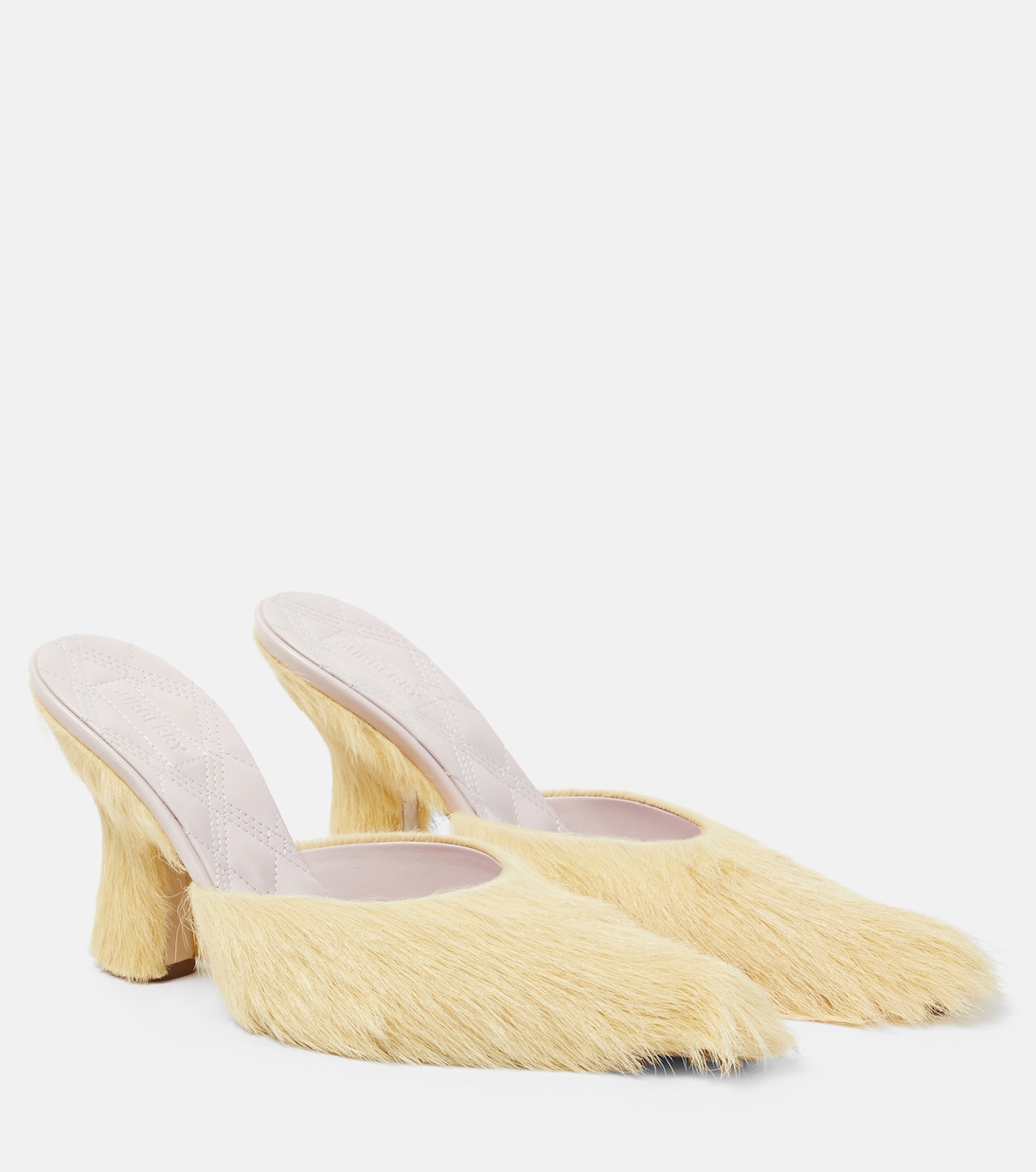 Calf hair mules in beige Burberry Mytheresa