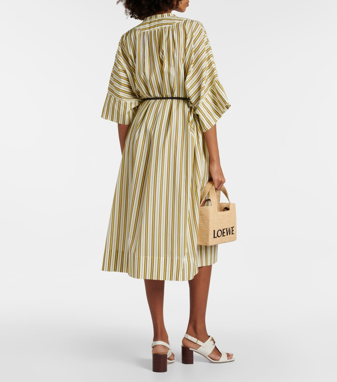 Striped cotton midi dress | Yves Salomon