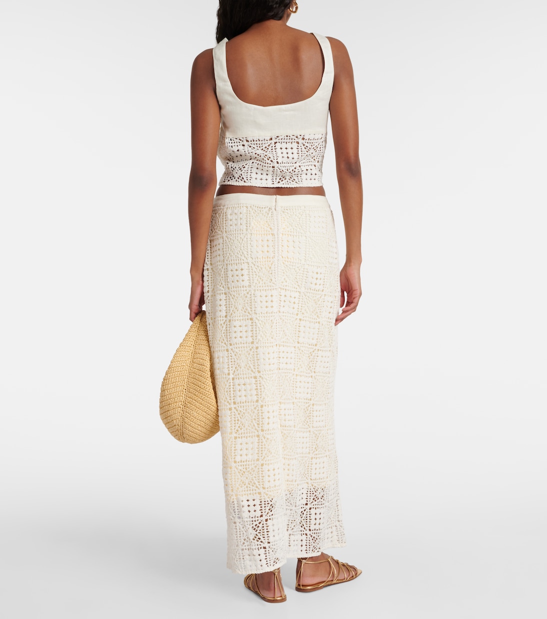 Gonna lunga Rayure in crochet di cotone | SIR