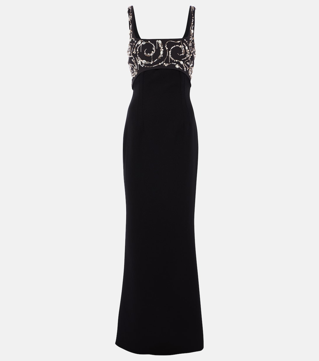 Robe longue Ezda en crêpe à ornements | Safiyaa