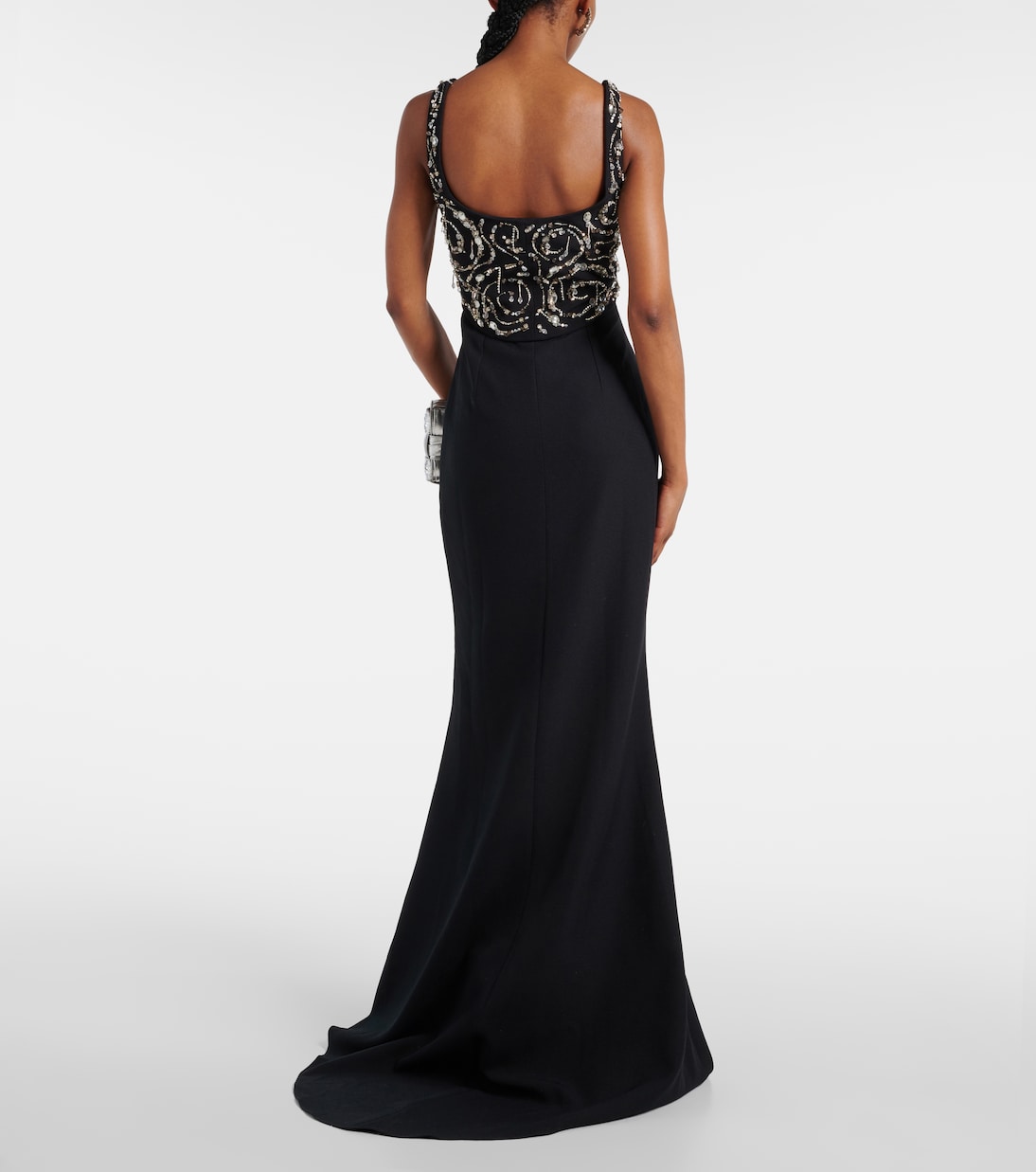 Robe longue Ezda en crêpe à ornements | Safiyaa