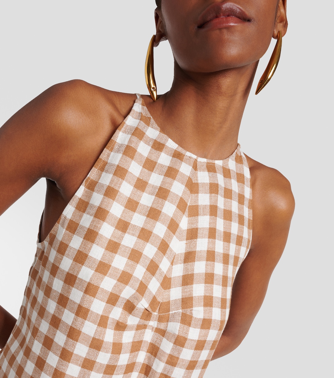 Antigua checked linen minidress | Asceno