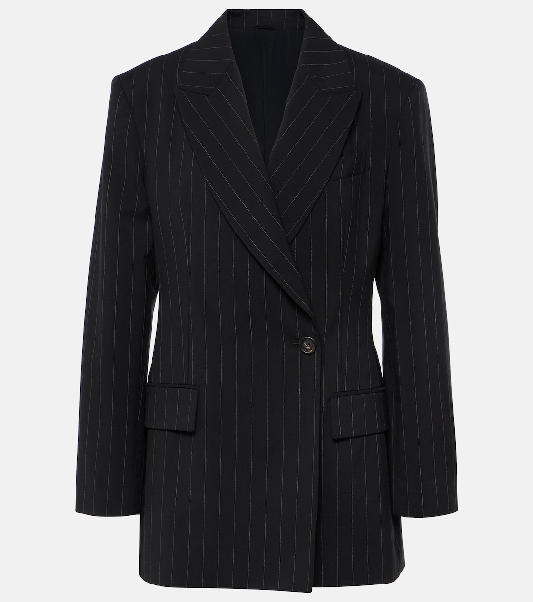 Blazer rayé en laine et coton | Brunello Cucinelli