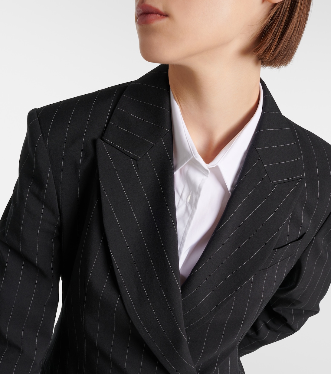 Blazer rayé en laine et coton | Brunello Cucinelli