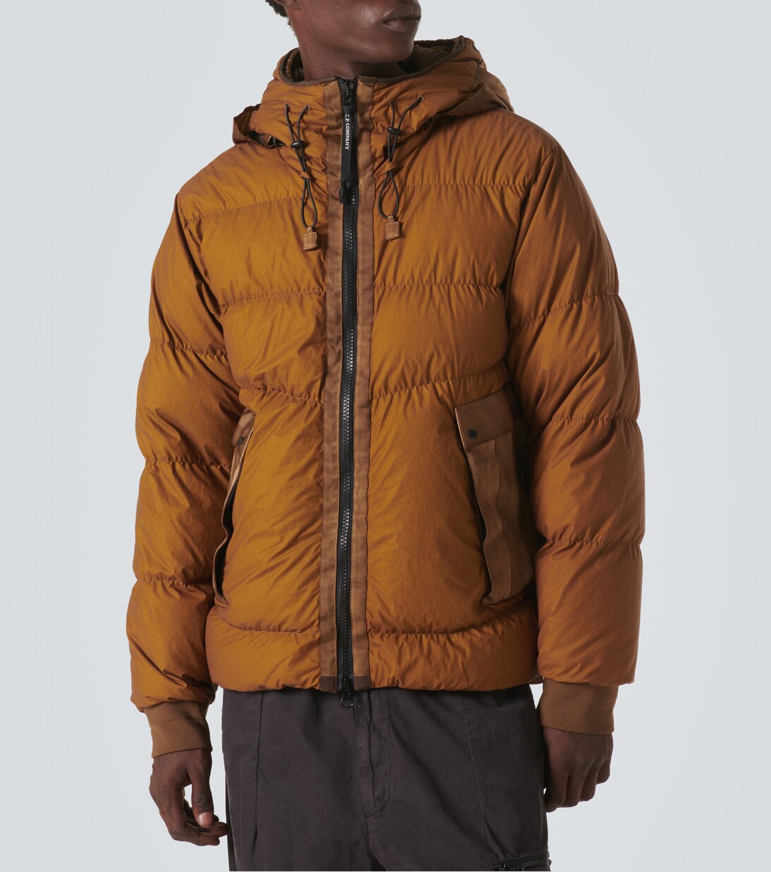 Goggle Lens quilted down jacket in brown C P Company Mytheresa