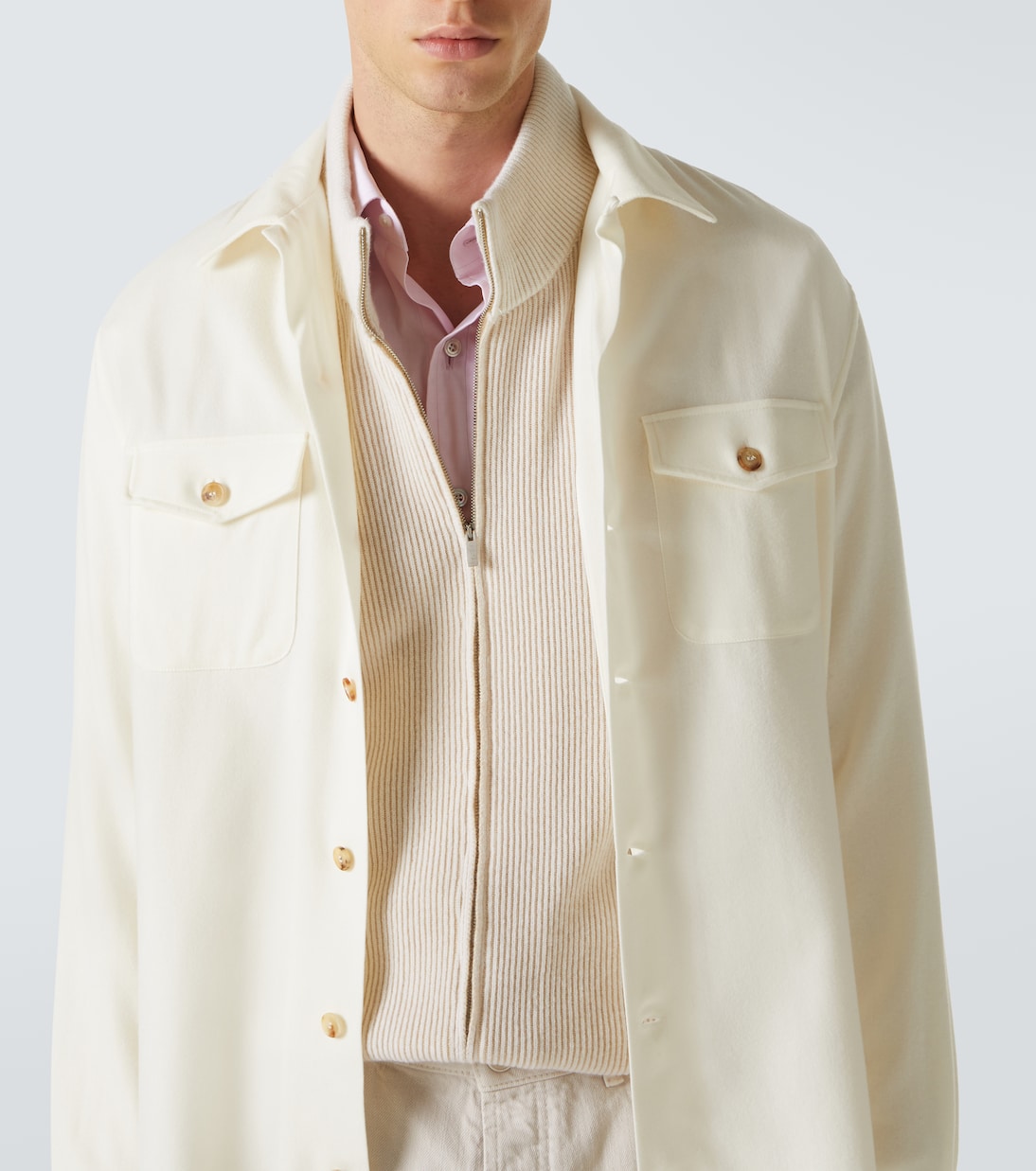 Giacca camicia in lana e cashmere | Brunello Cucinelli