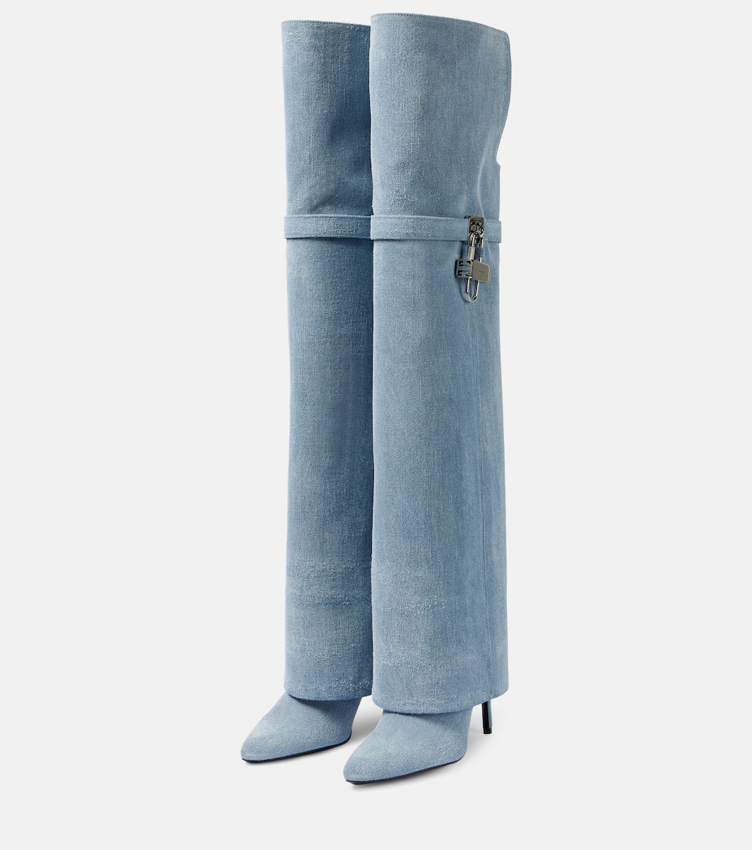 Botas mosqueteras Shark Lock Stiletto de denim | Givenchy