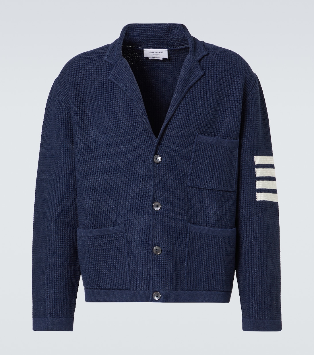 Cardigan 4-Bar in misto lino e cotone | Thom Browne