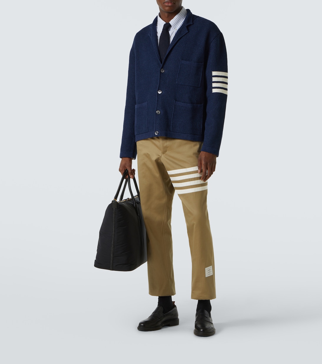 Cardigan 4-Bar in misto lino e cotone | Thom Browne