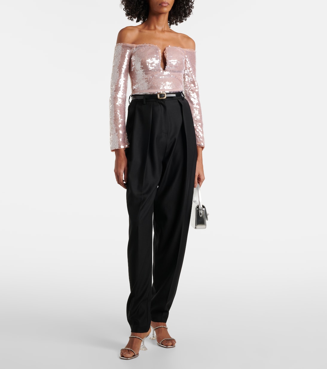 Sequined off-shoulder top | Self-Portrait