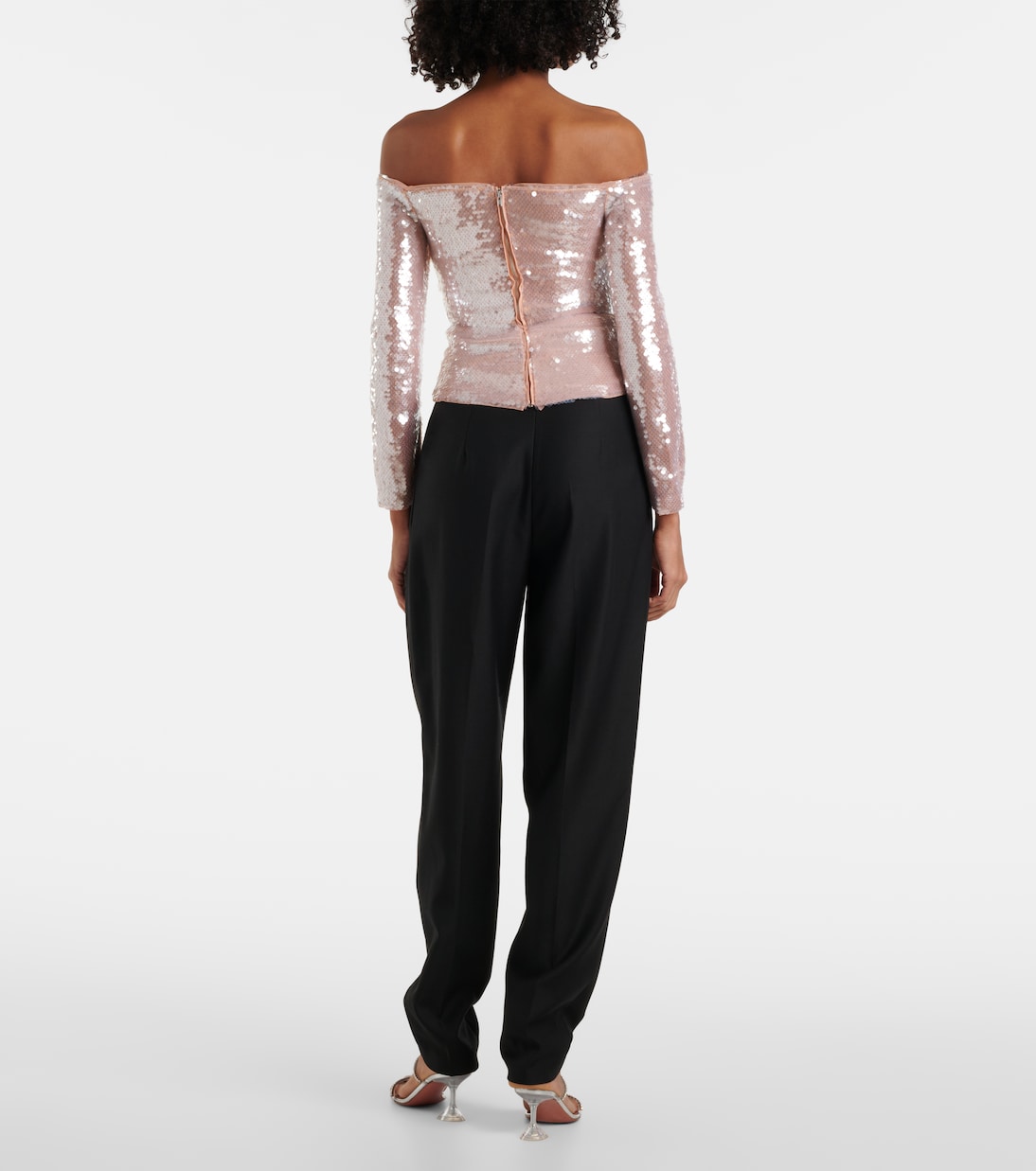 Sequined off-shoulder top | Self-Portrait