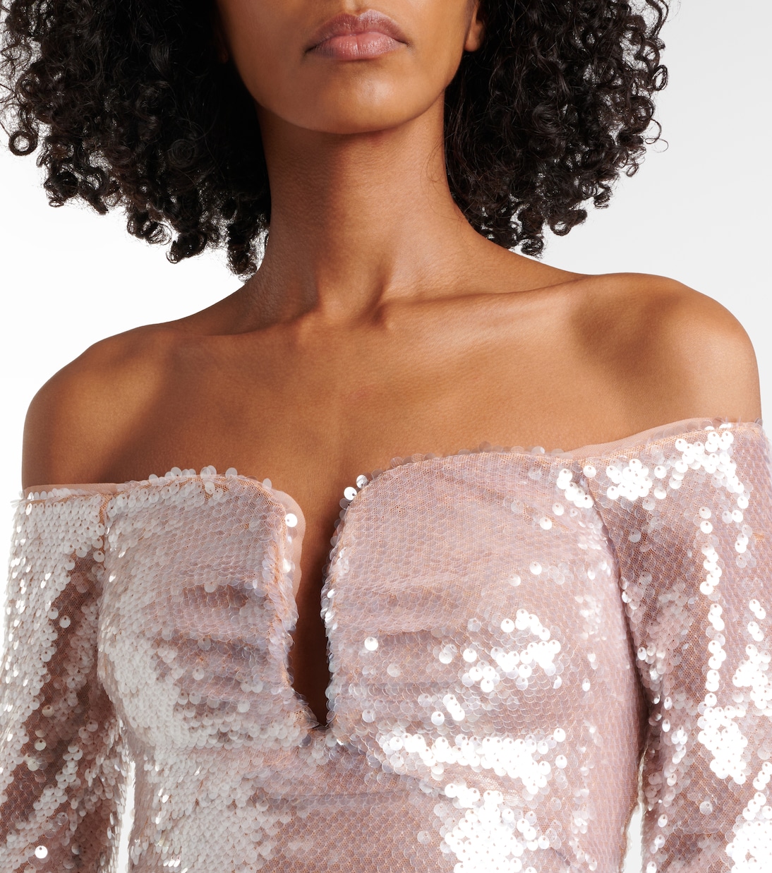 Sequined off-shoulder top | Self-Portrait